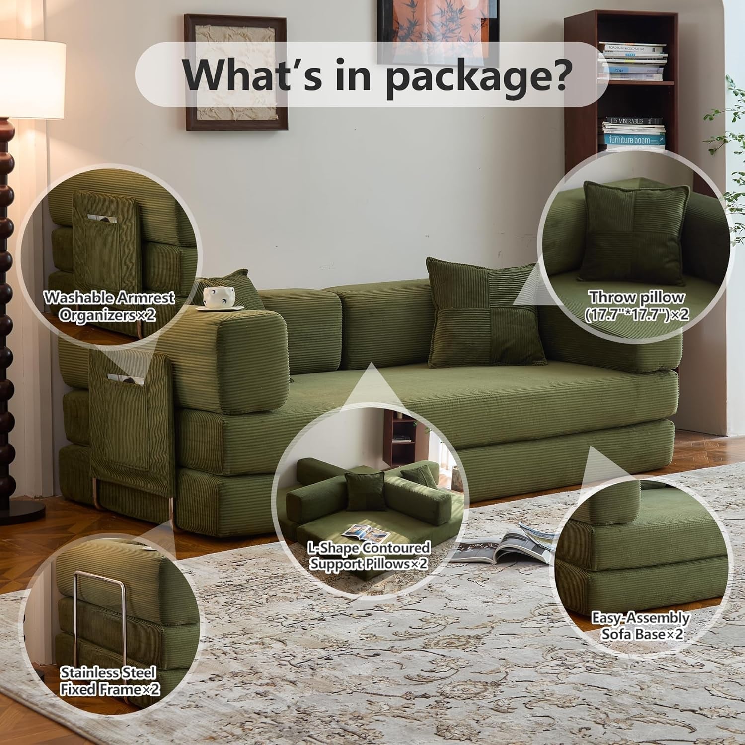 Convertible Sofa Bed with Armrests for Small Spaces