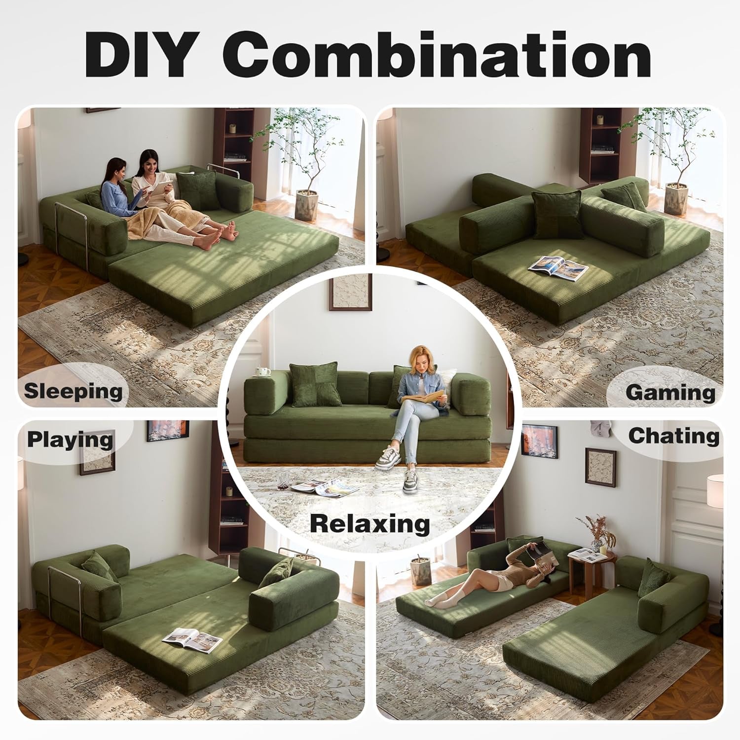 Convertible Sofa Bed with Armrests for Small Spaces