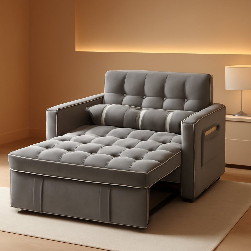 Convertible Sofa Bed with USB Charging and Adjustable Backrest
