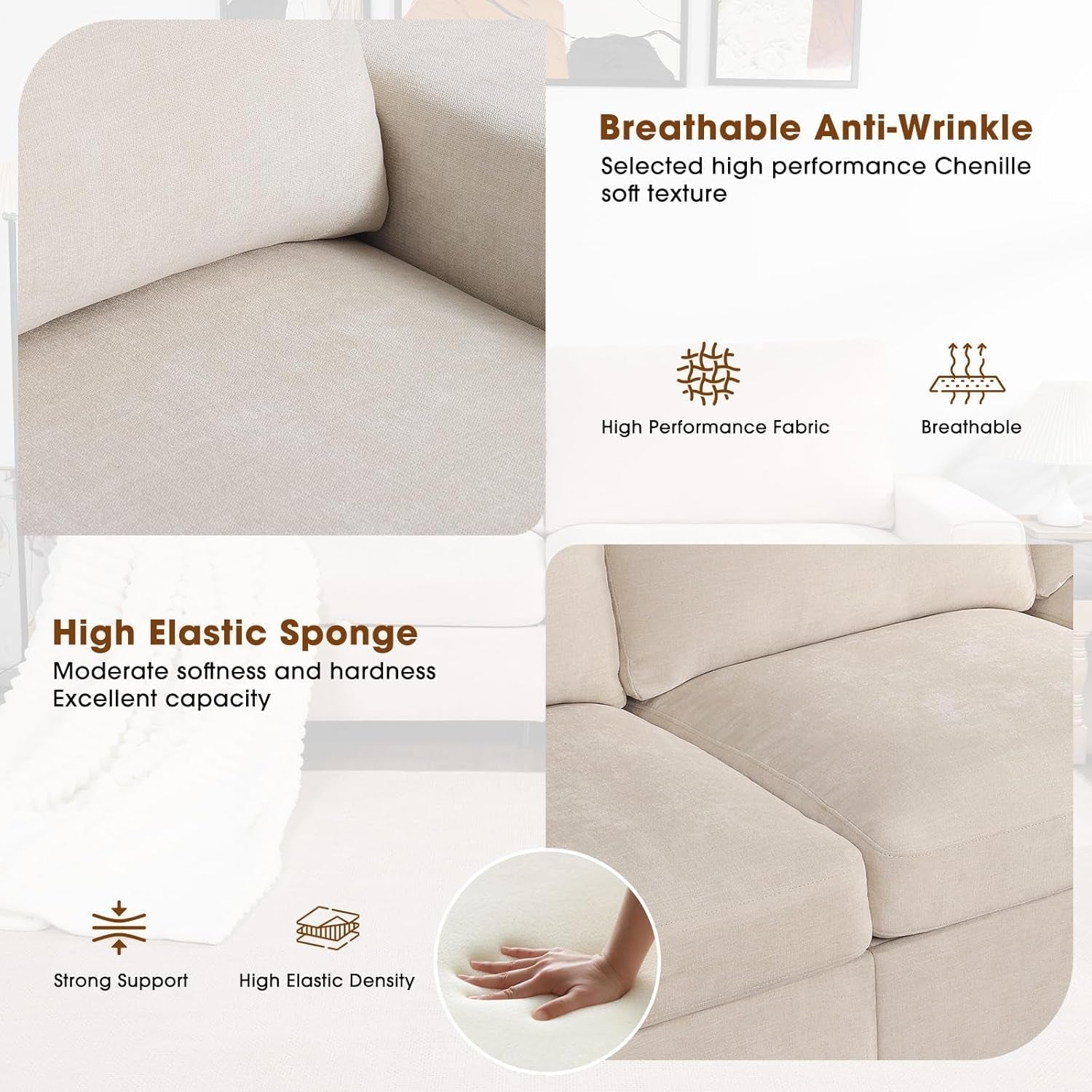 Convertible Storage Sectional Sofa with Spacious Hidden Storage