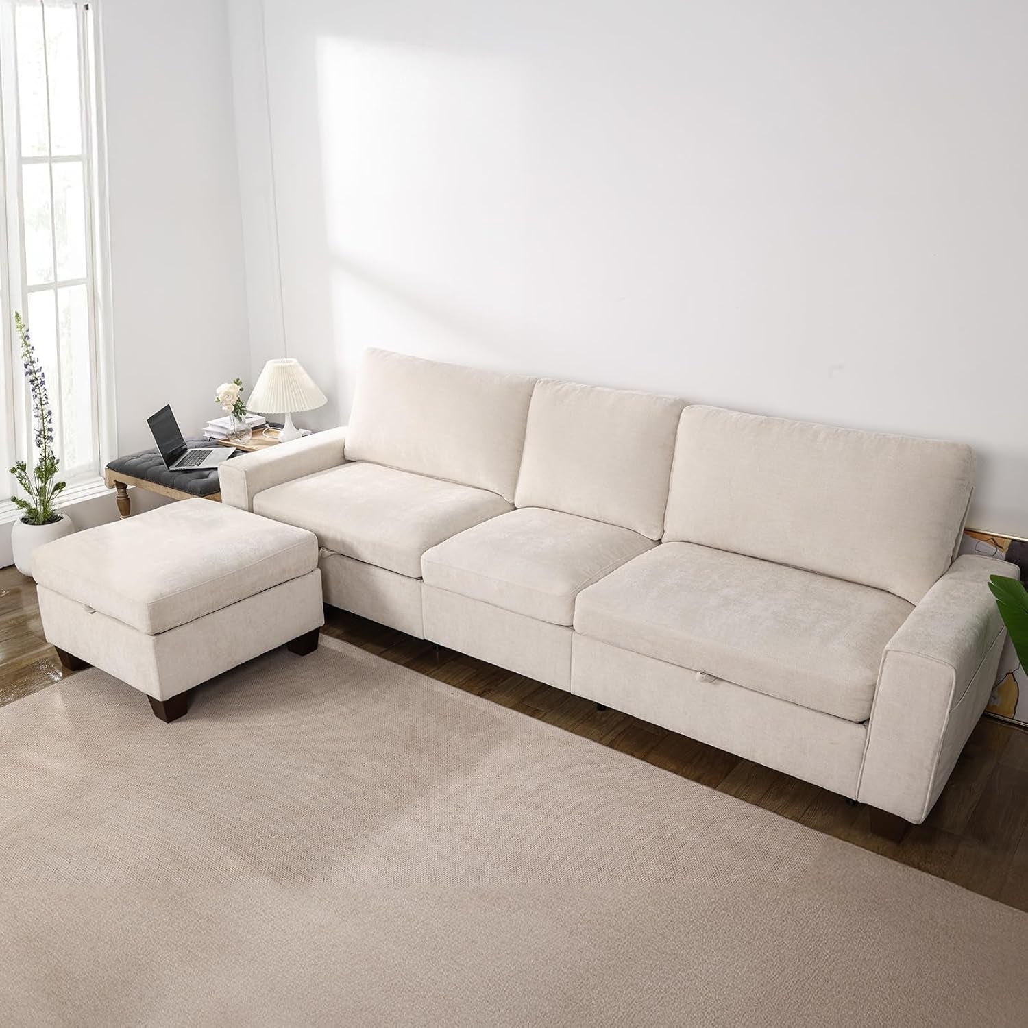 Convertible Storage Sectional Sofa with Spacious Hidden Storage