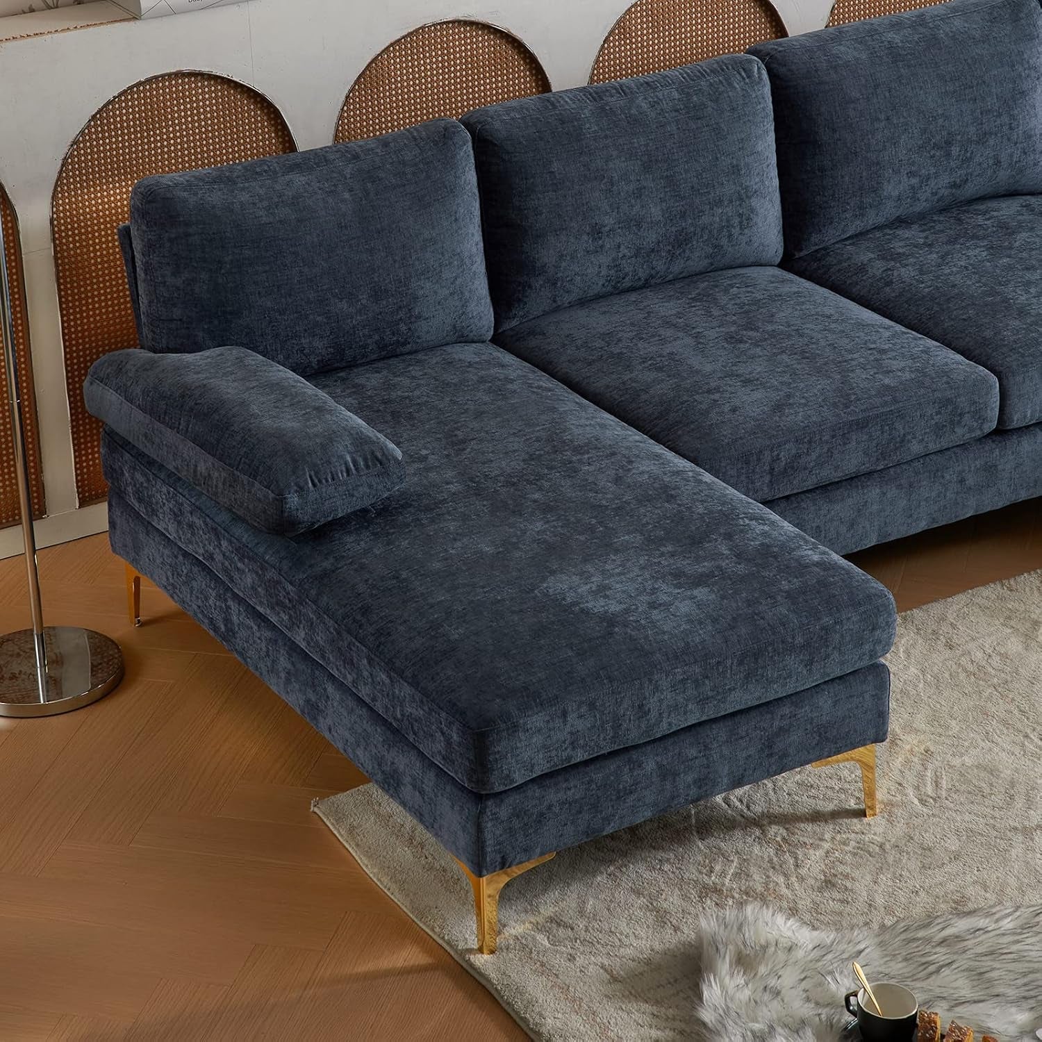 Convertible U-Shape Sectional Sofa 110 Grey-Blue Couch