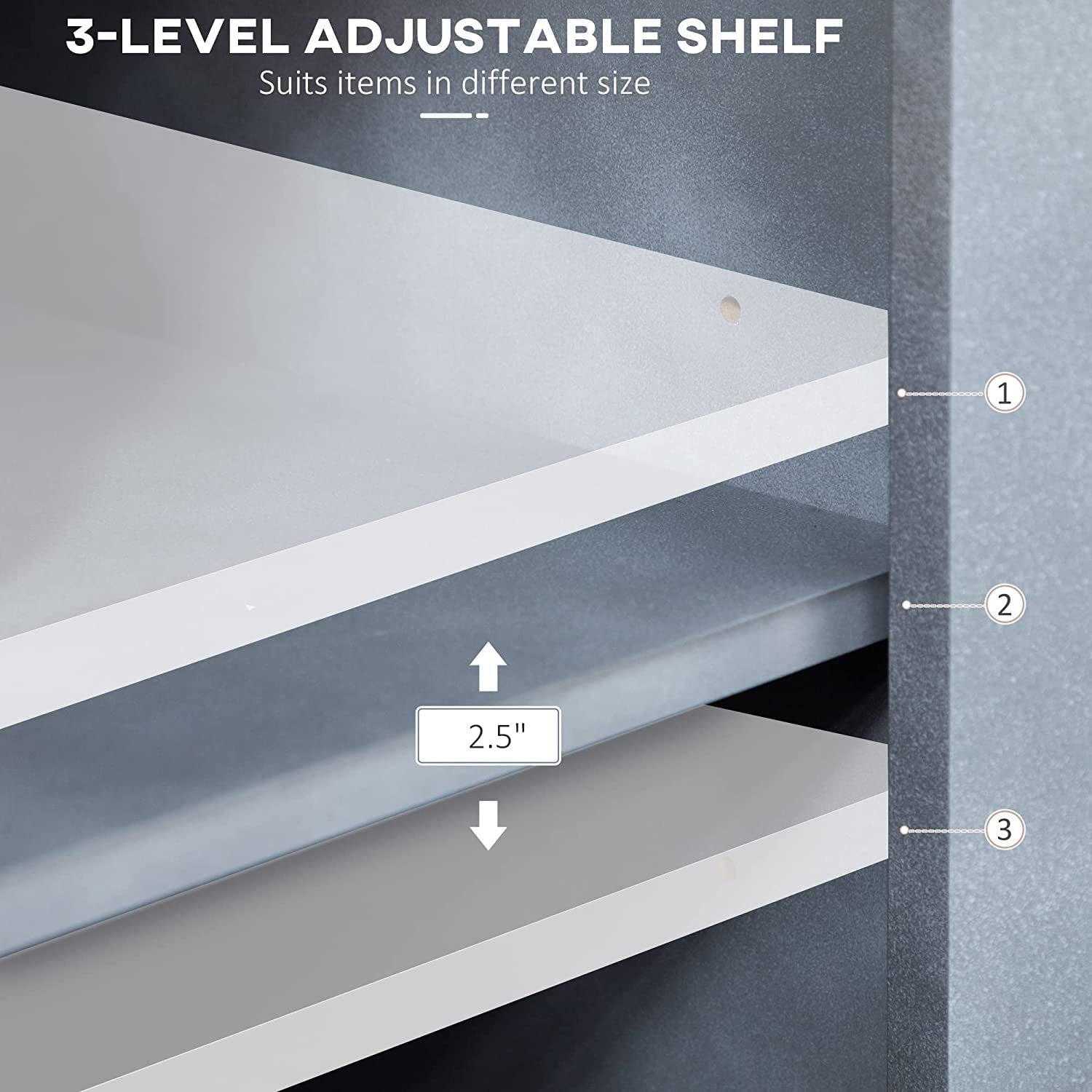 Cool Gray Kitchen Buffet Cabinet With Adjustable Shelves