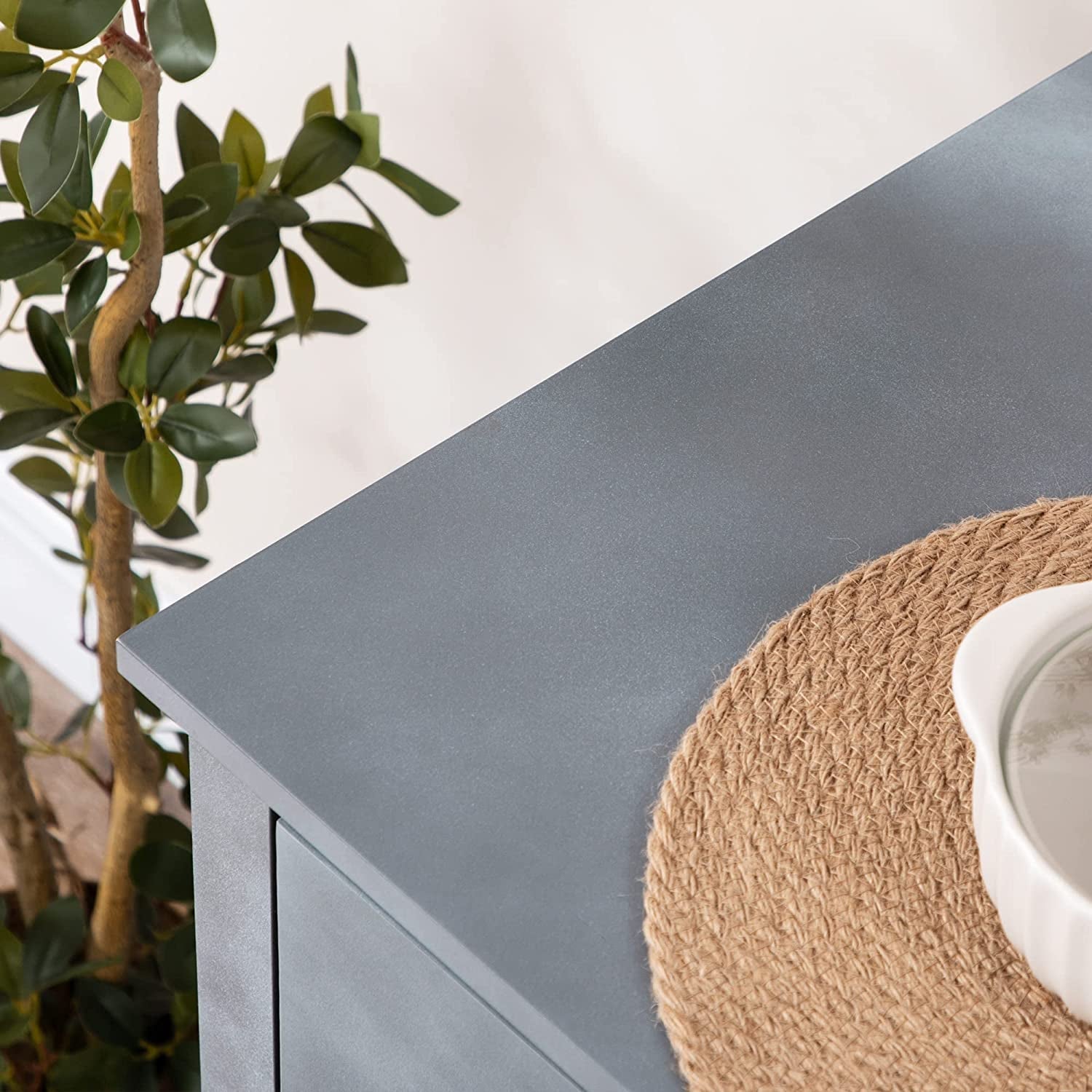 Cool Gray Kitchen Buffet Cabinet With Adjustable Shelves