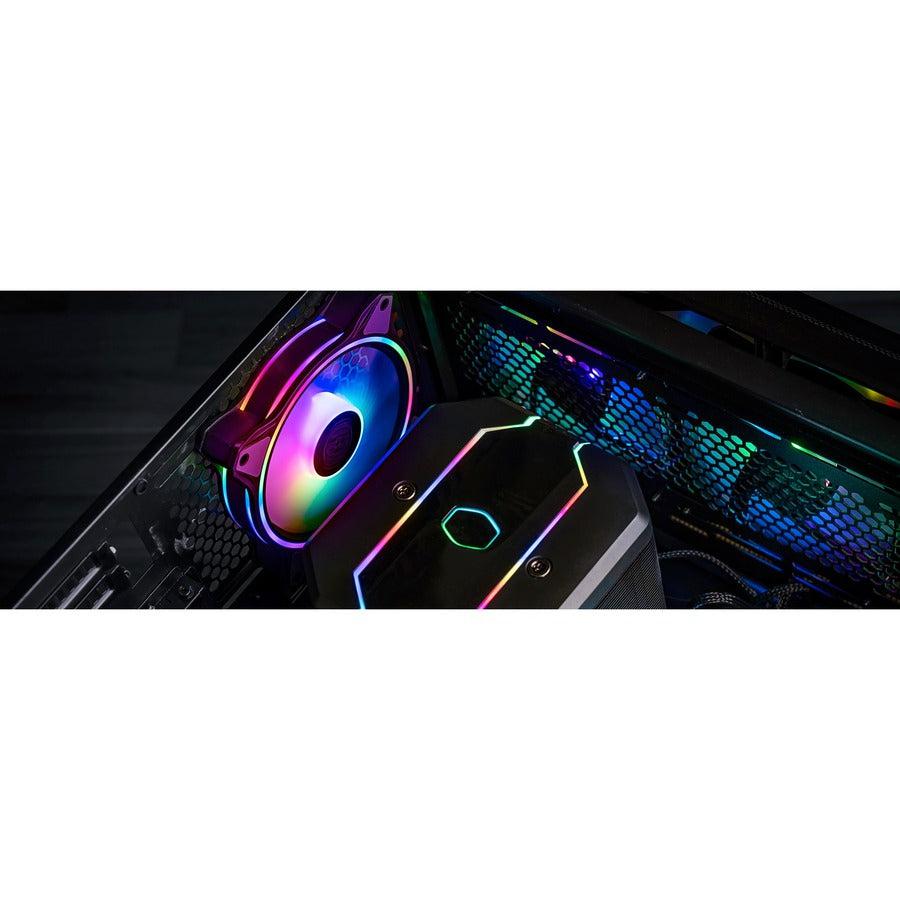 Cooler Master Masterfan Mf120 Halo Addressable Rgb 120Mm Fan With Duo-Ring Argb Led Lighting