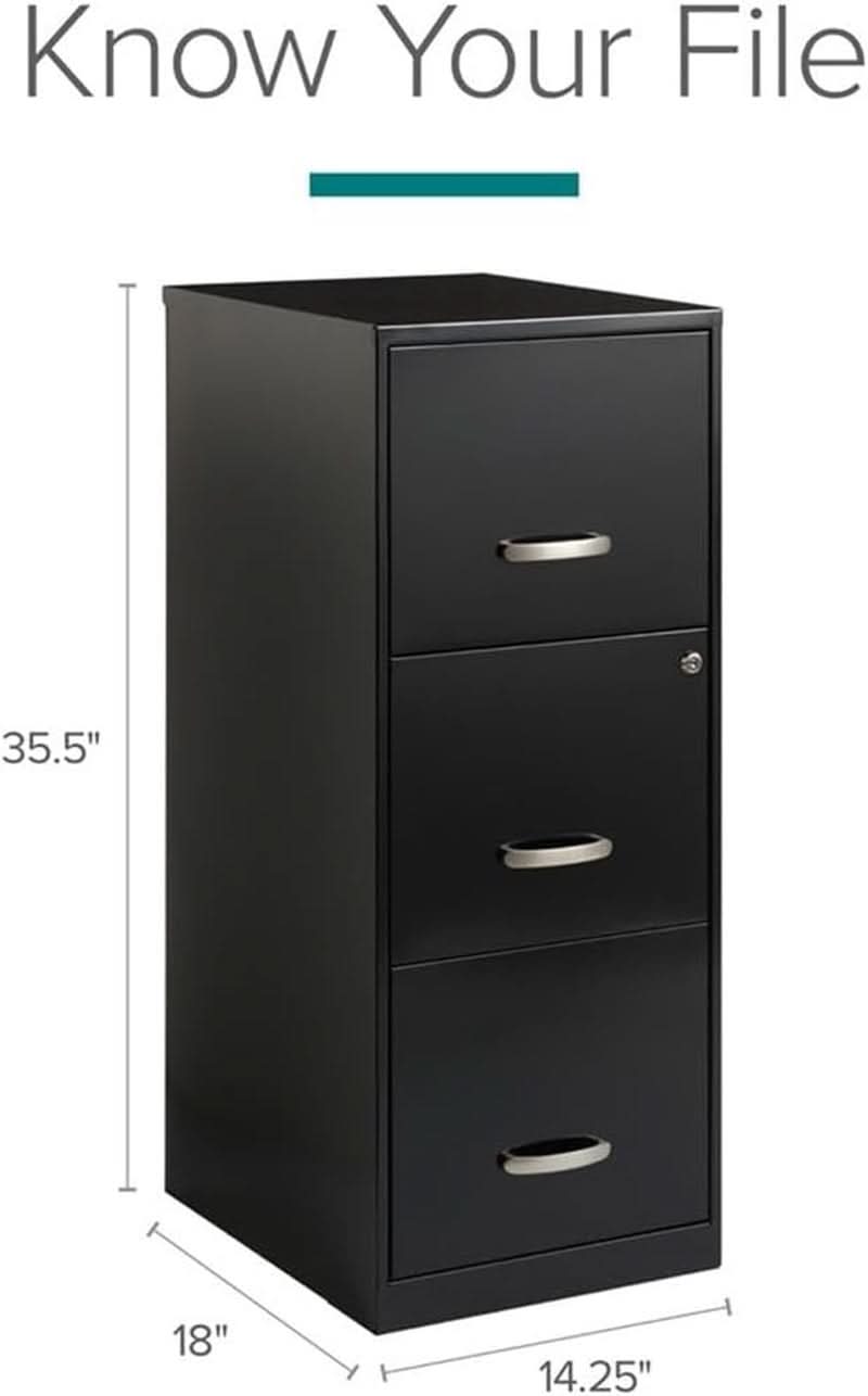 Cooper 3-Drawer Letter File Cabinet Black for Office