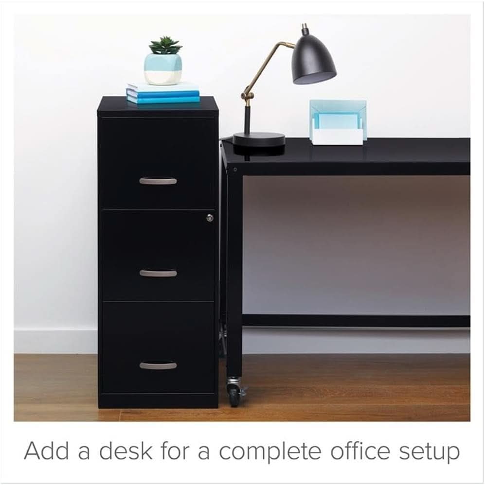 Cooper 3-Drawer Letter File Cabinet Black for Office