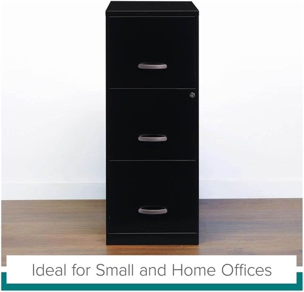 Cooper 3-Drawer Letter File Cabinet Black for Office