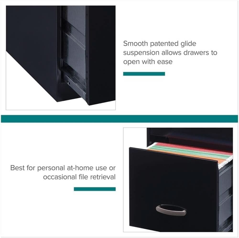 Cooper 3-Drawer Letter File Cabinet Black for Office