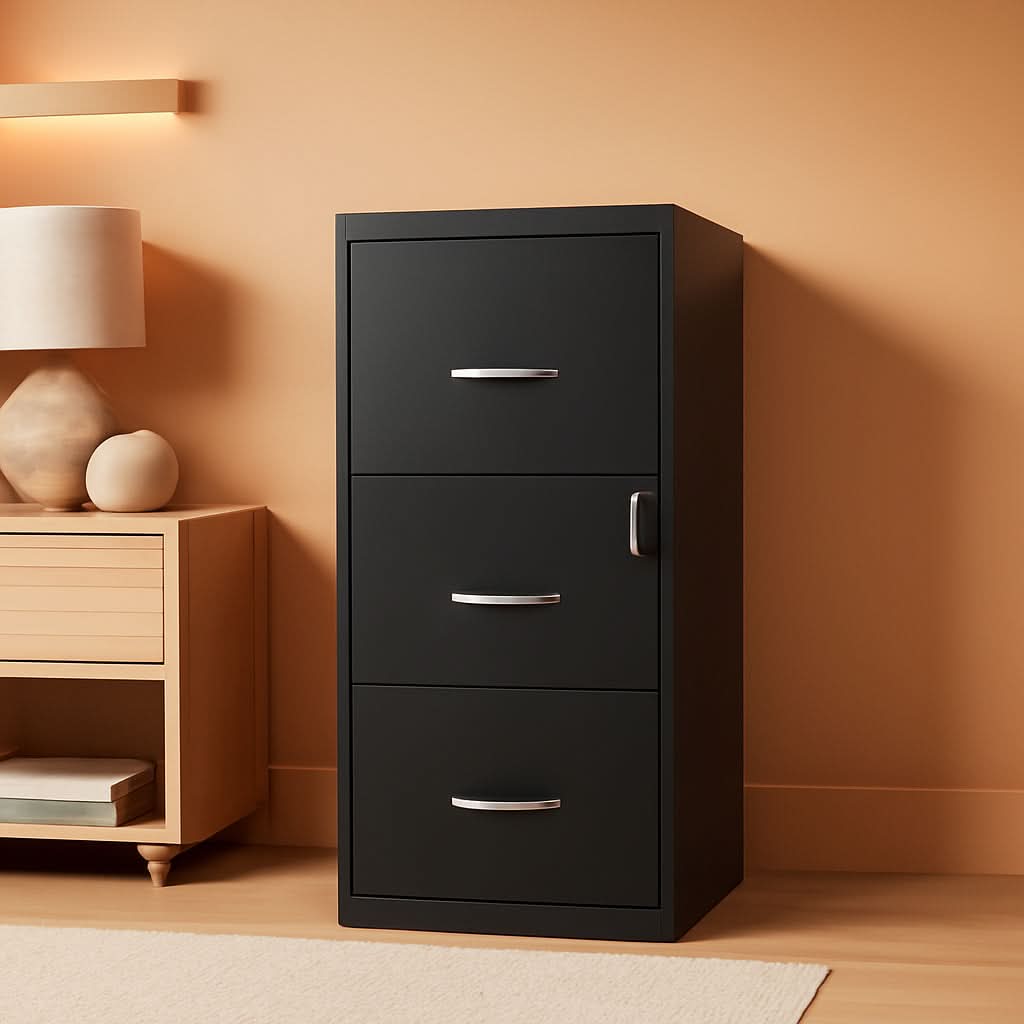 Cooper 3-Drawer Letter File Cabinet Black for Office