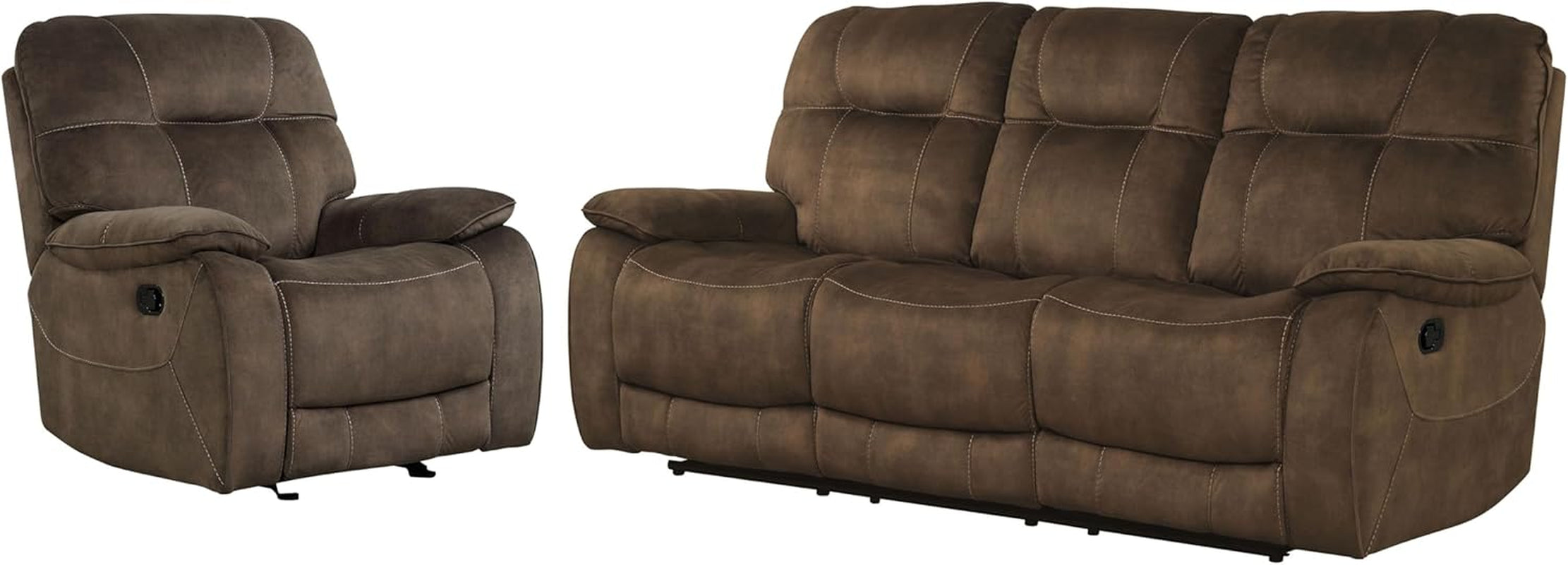Cooper Shadow Brown Manual Reclining Sofa Chair Set