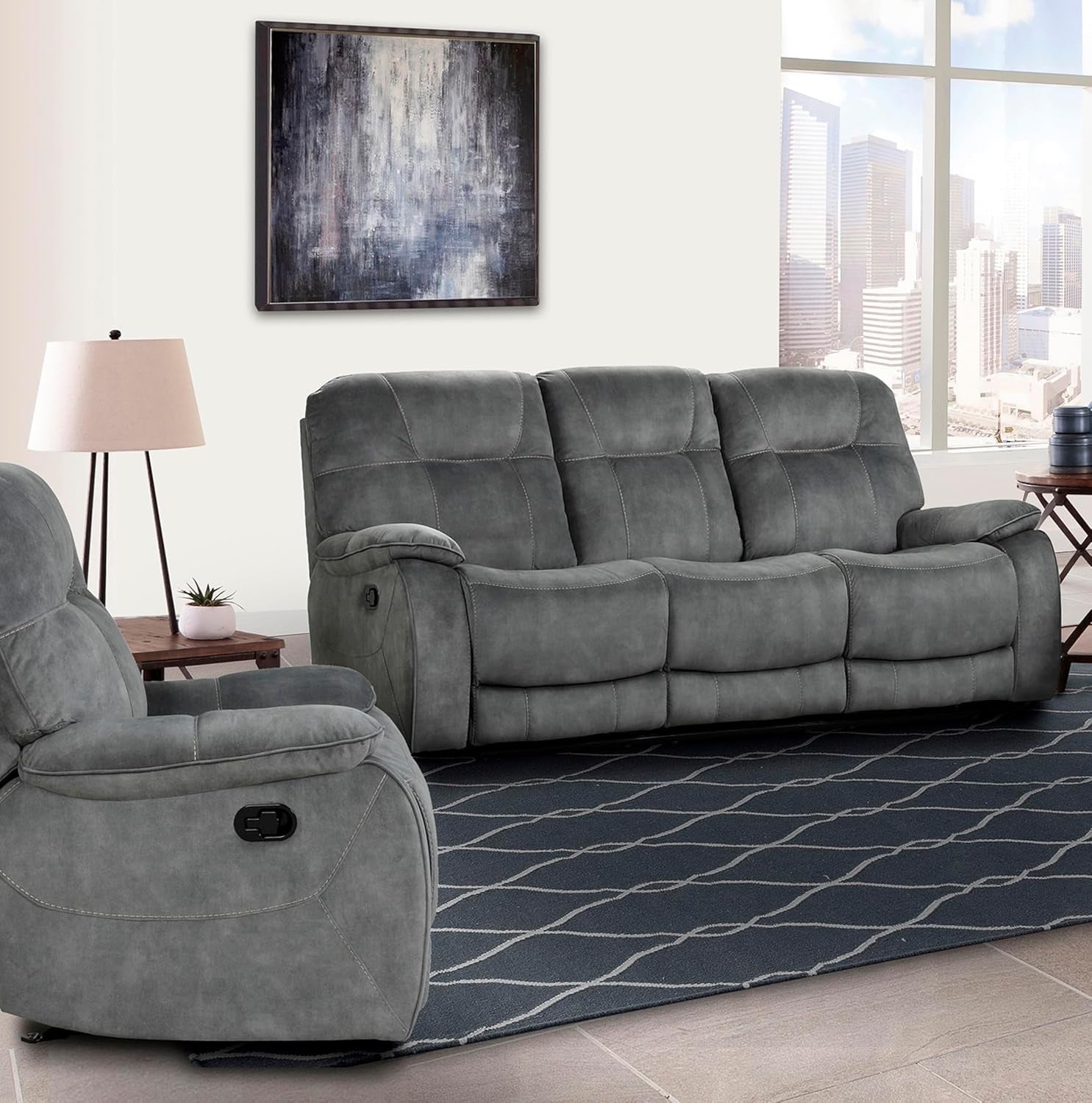 Cooper Shadow Grey Manual Reclining Sofa And Recliner