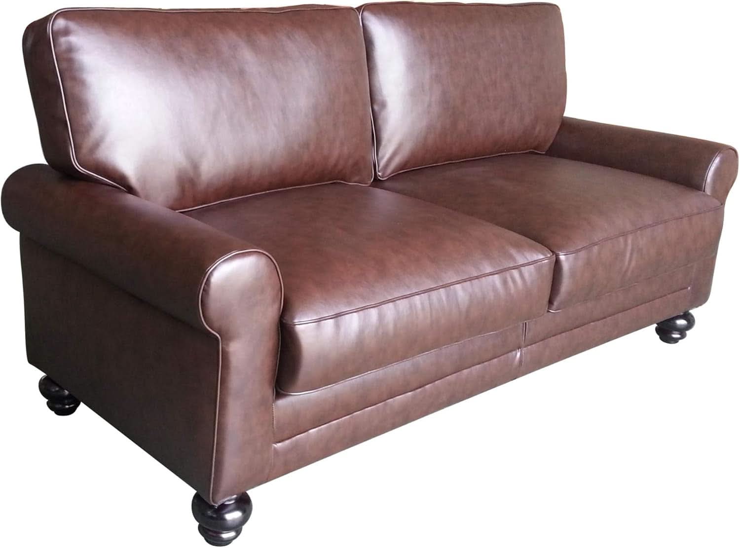 Copenhagen Rolled Arm Loveseat Chestnut Bonded Leather