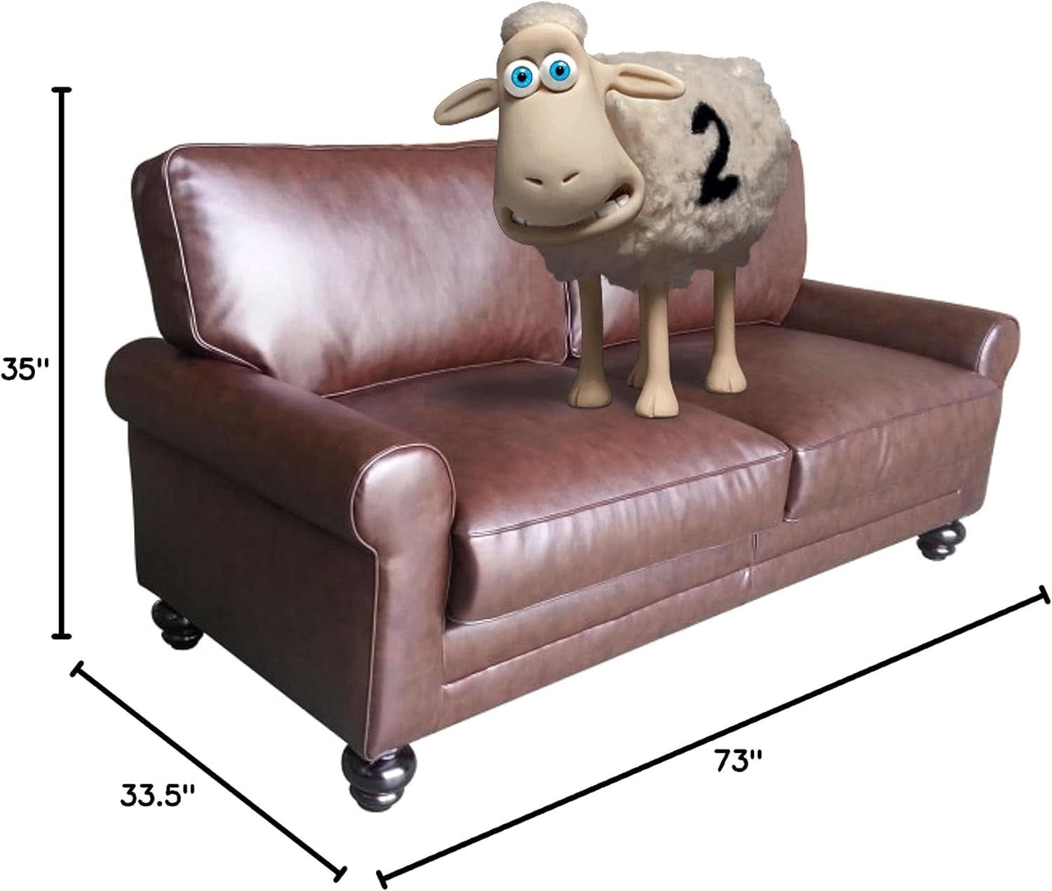 Copenhagen Rolled Arm Loveseat Chestnut Bonded Leather