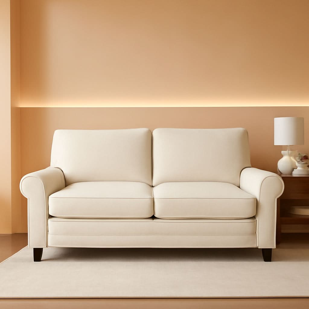 Copenhgen 73 Inch Rolled Arm Sofa Buttercream With Removable Covers