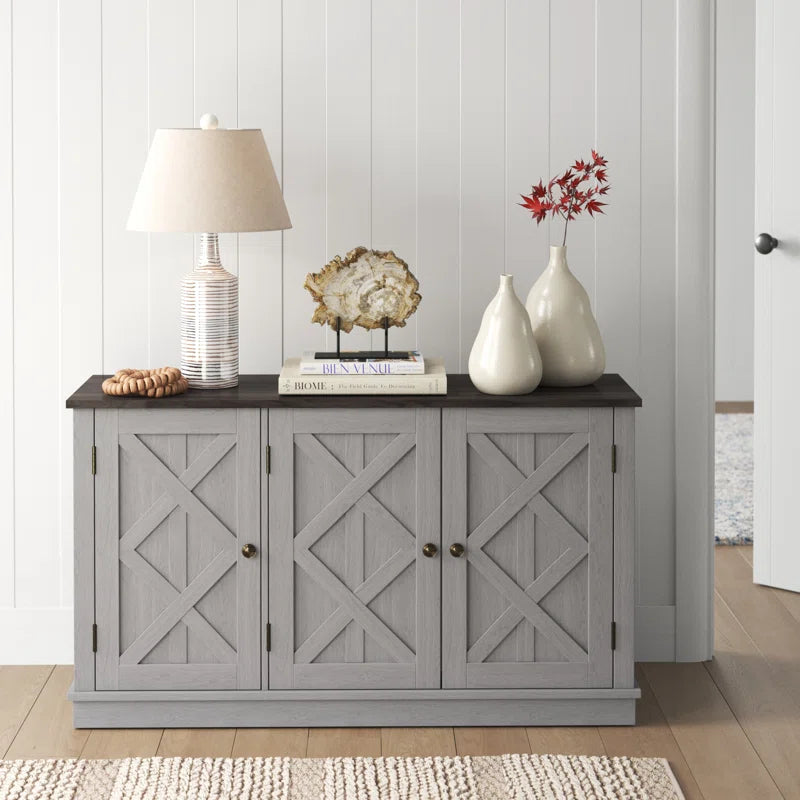 Corbey Gray Coastal Accent Cabinet With Three Doors