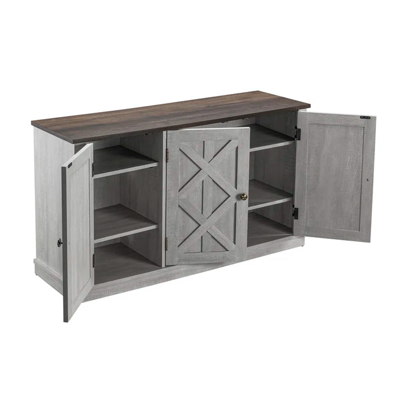 Corbey Gray Coastal Accent Cabinet With Three Doors