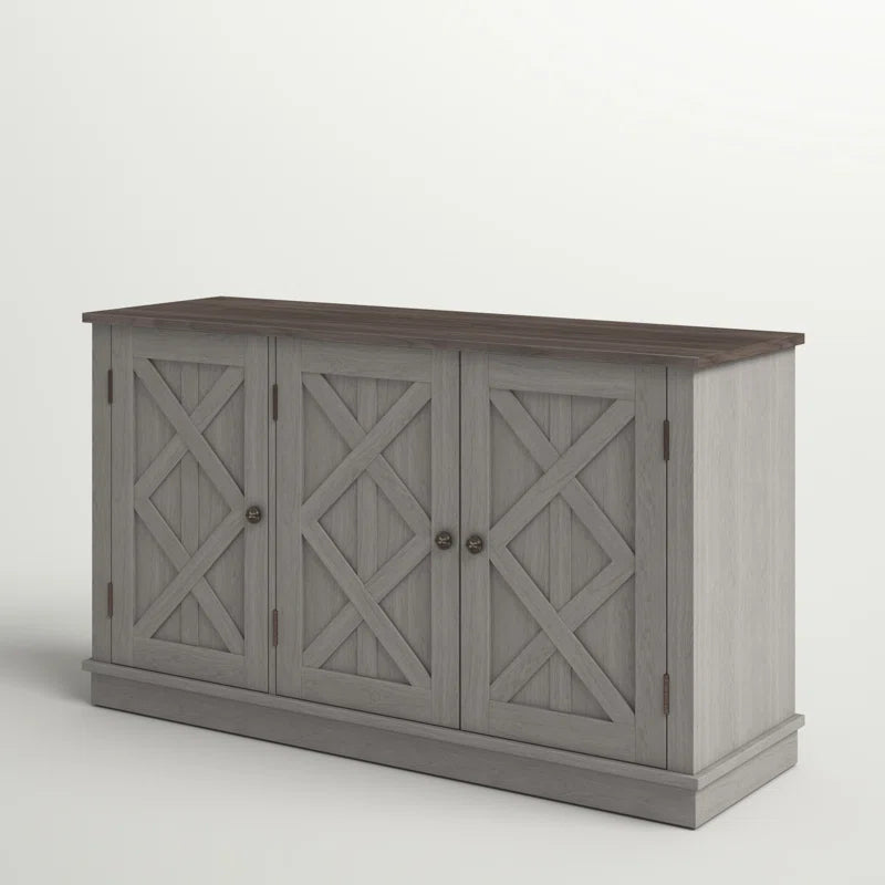 Corbey Gray Coastal Accent Cabinet With Three Doors