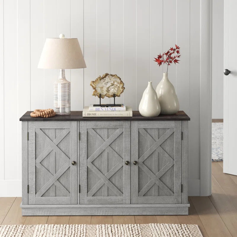 Corbey Gray Coastal Accent Cabinet With Three Doors
