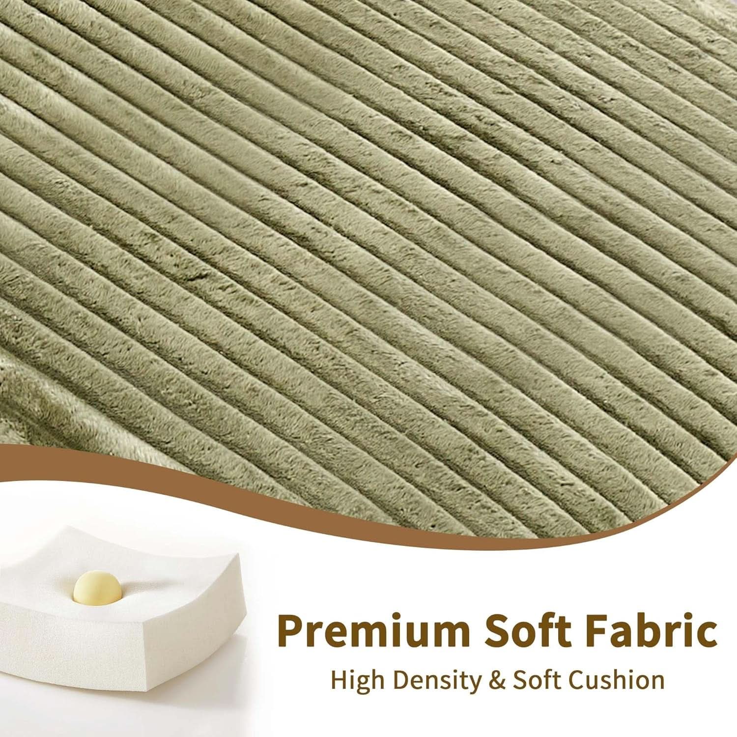 Corduroy Convertible Sofa Bed With Forest Green Fabric