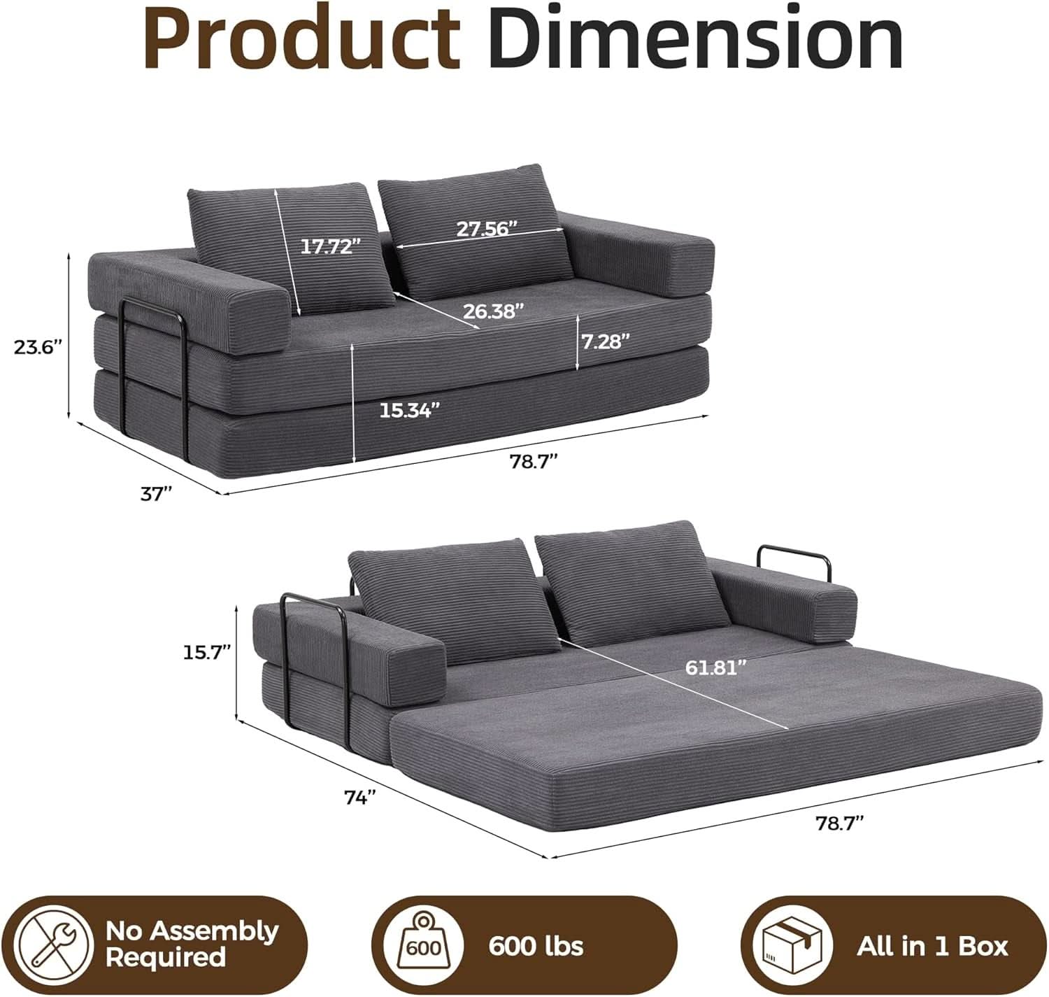 Corduroy Four In One Transformational Sleeper Sofabed