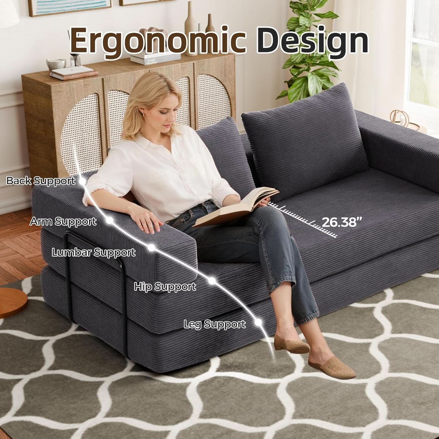 Corduroy Four In One Transformational Sleeper Sofabed