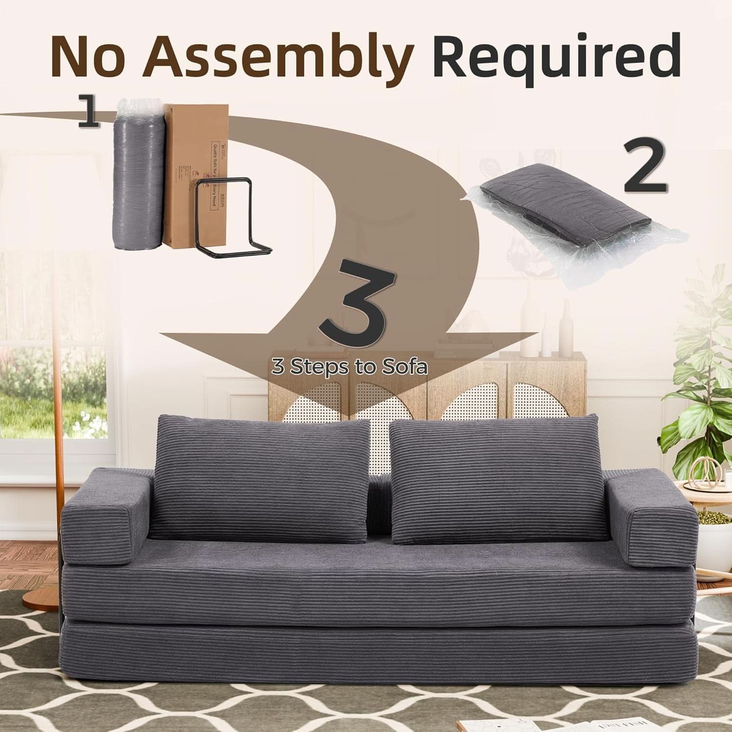Corduroy Four In One Transformational Sleeper Sofabed