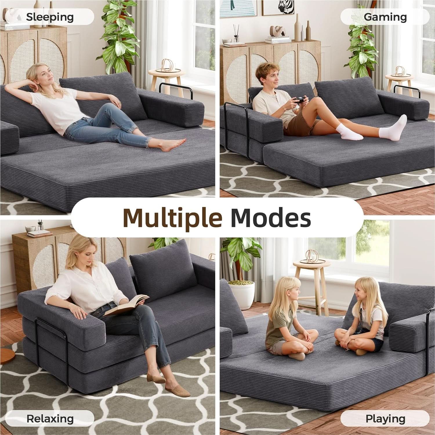Corduroy Four In One Transformational Sleeper Sofabed
