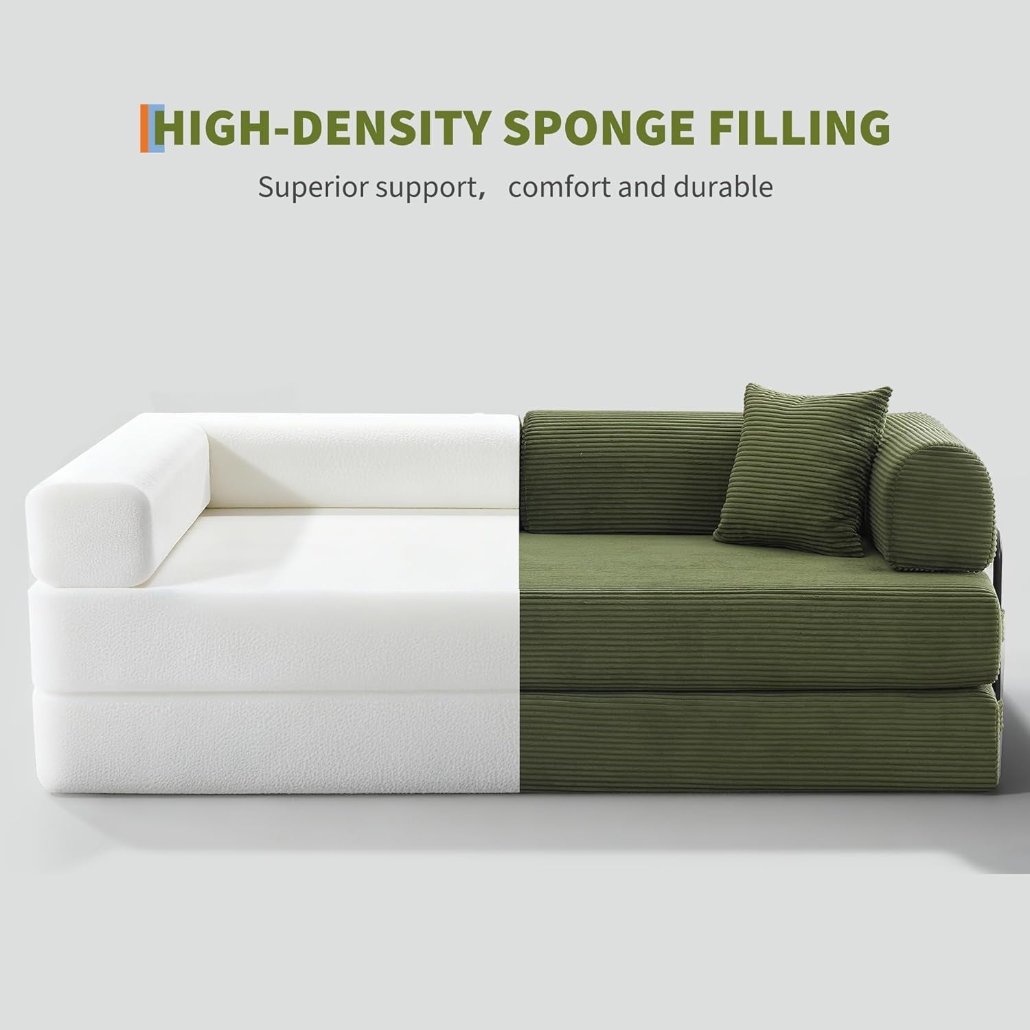 Corduroy Green 79 Inches Inter changeable Plus Sofa Bed