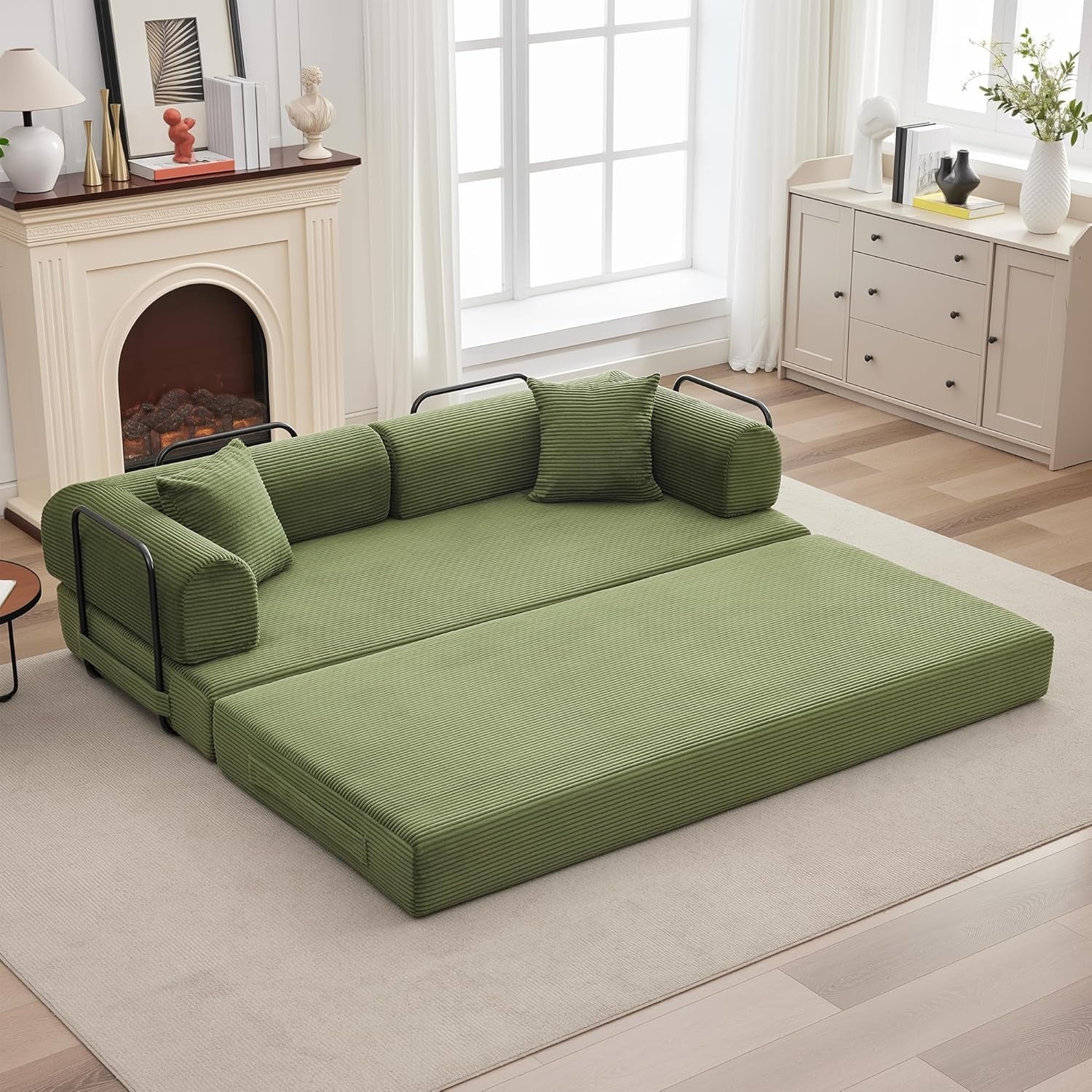 Corduroy Green 79 Inches Inter changeable Plus Sofa Bed