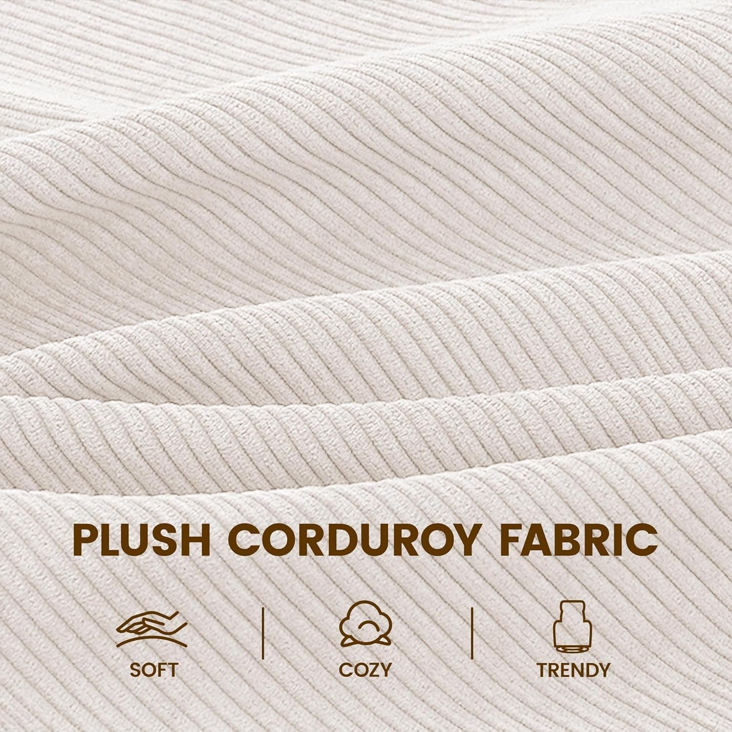 Corduroy High Back Accent Chair Beige With Side Pockets