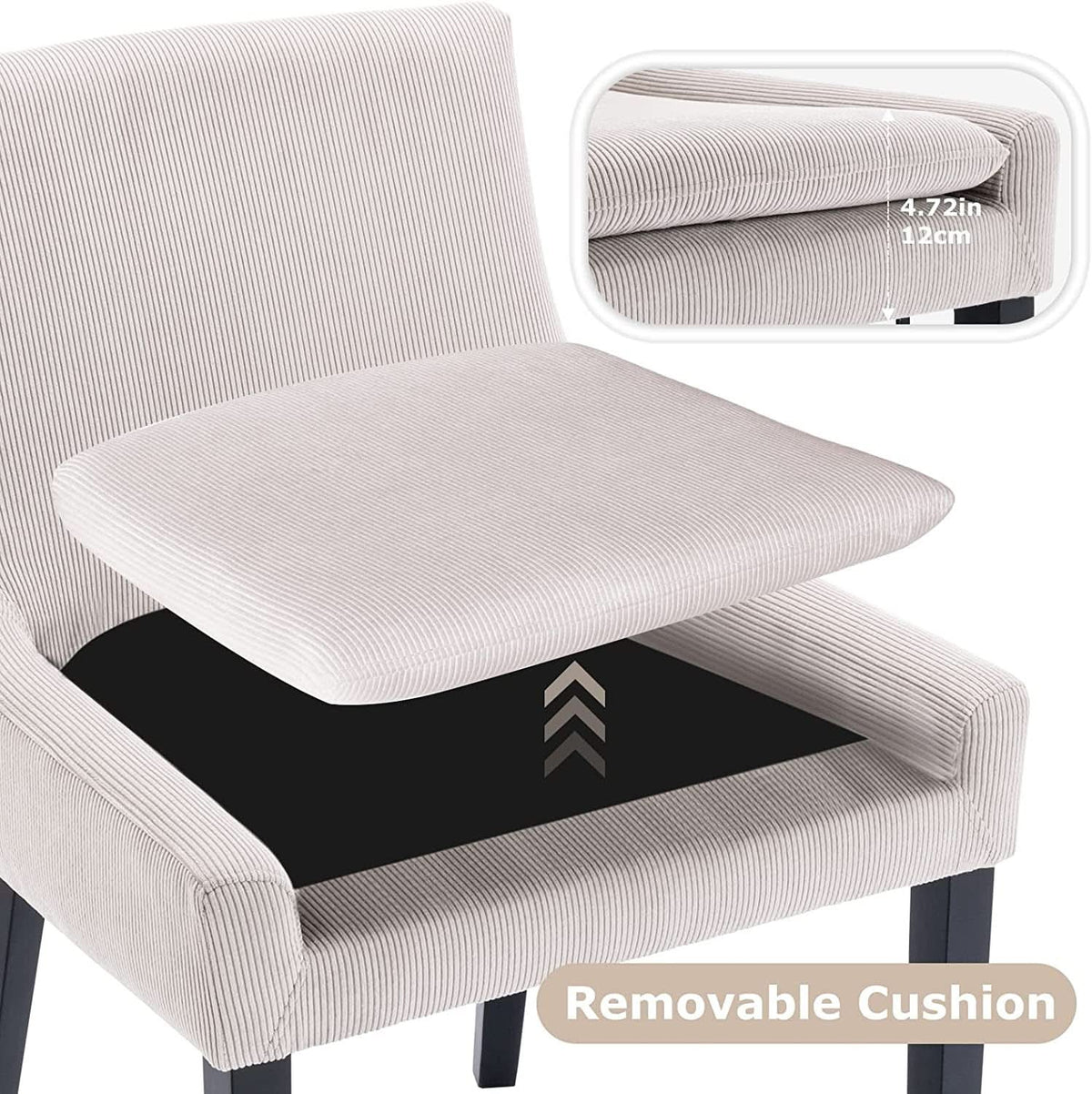 Corduroy Upholstered Dining Chairs With Wood Legs Set Of 6