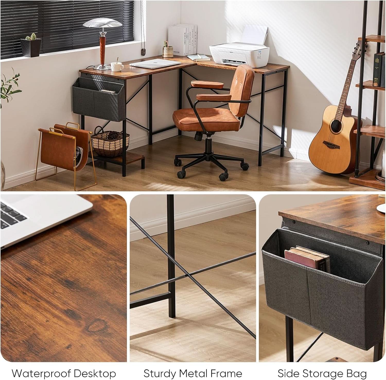 Corner L Shaped Gaming Desk With CPU Stand And Side Bag