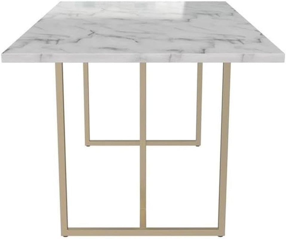 Cosmoliving Astor Dining Table White Marble Top Gold Legs