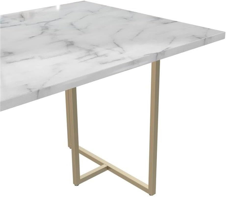 Cosmoliving Astor Dining Table White Marble Top Gold Legs