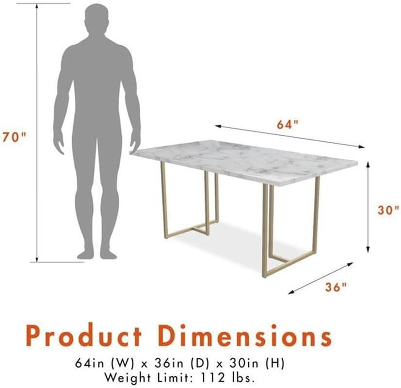 Cosmoliving Astor Dining Table White Marble Top Gold Legs