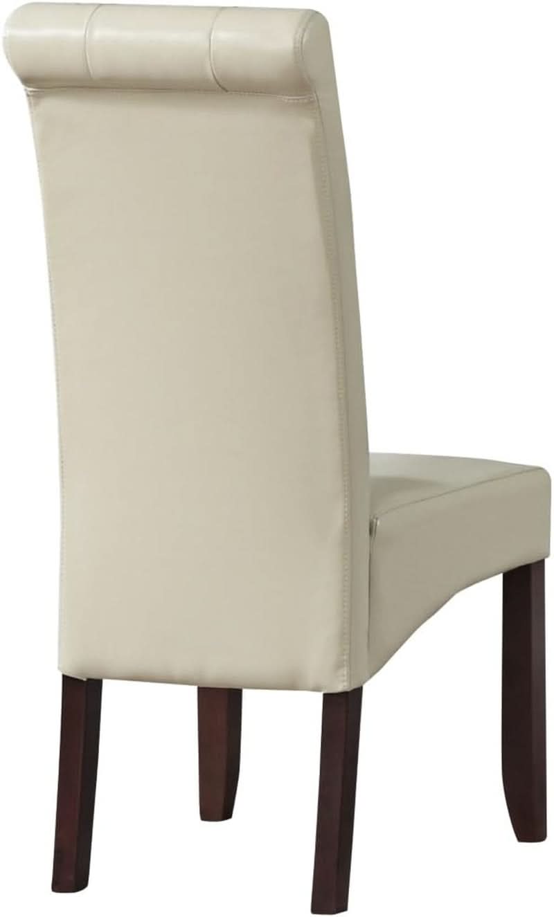 Cosmopolitan Parson Dining Chair Satin Cream Faux Leather