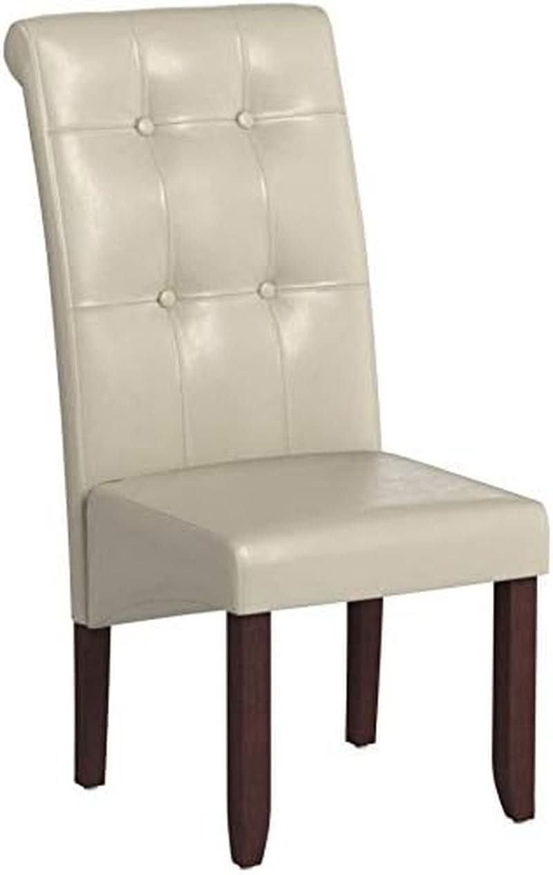 Cosmopolitan Parson Dining Chair Satin Cream Faux Leather