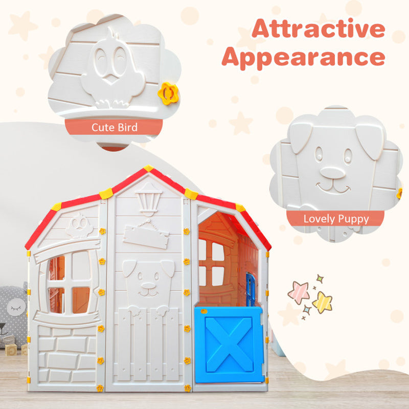 Cottage Kids Playhouse With Openable Windows And Working Door