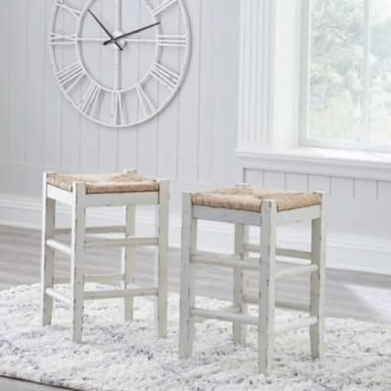 Counter Height Bar Stool 23.63 Inch White And Light Brown