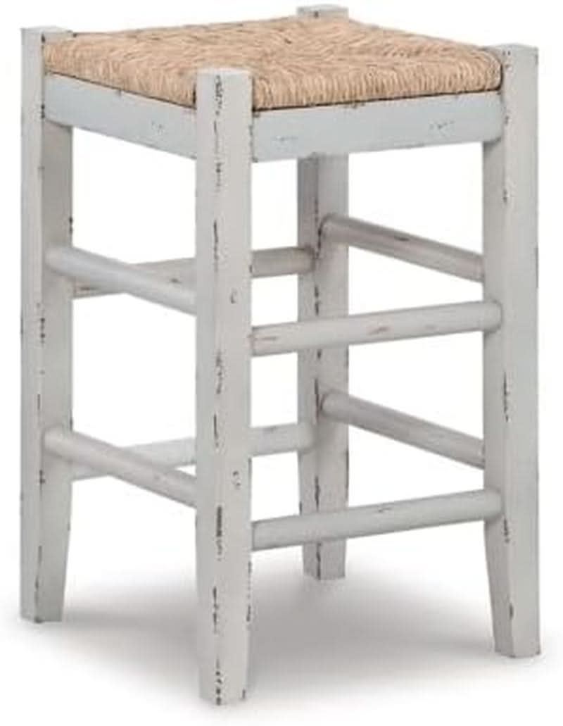 Counter Height Bar Stool 23.63 Inch White And Light Brown