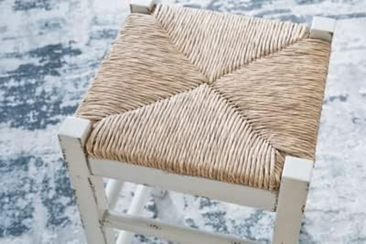 Counter Height Bar Stool 23.63 Inch White And Light Brown