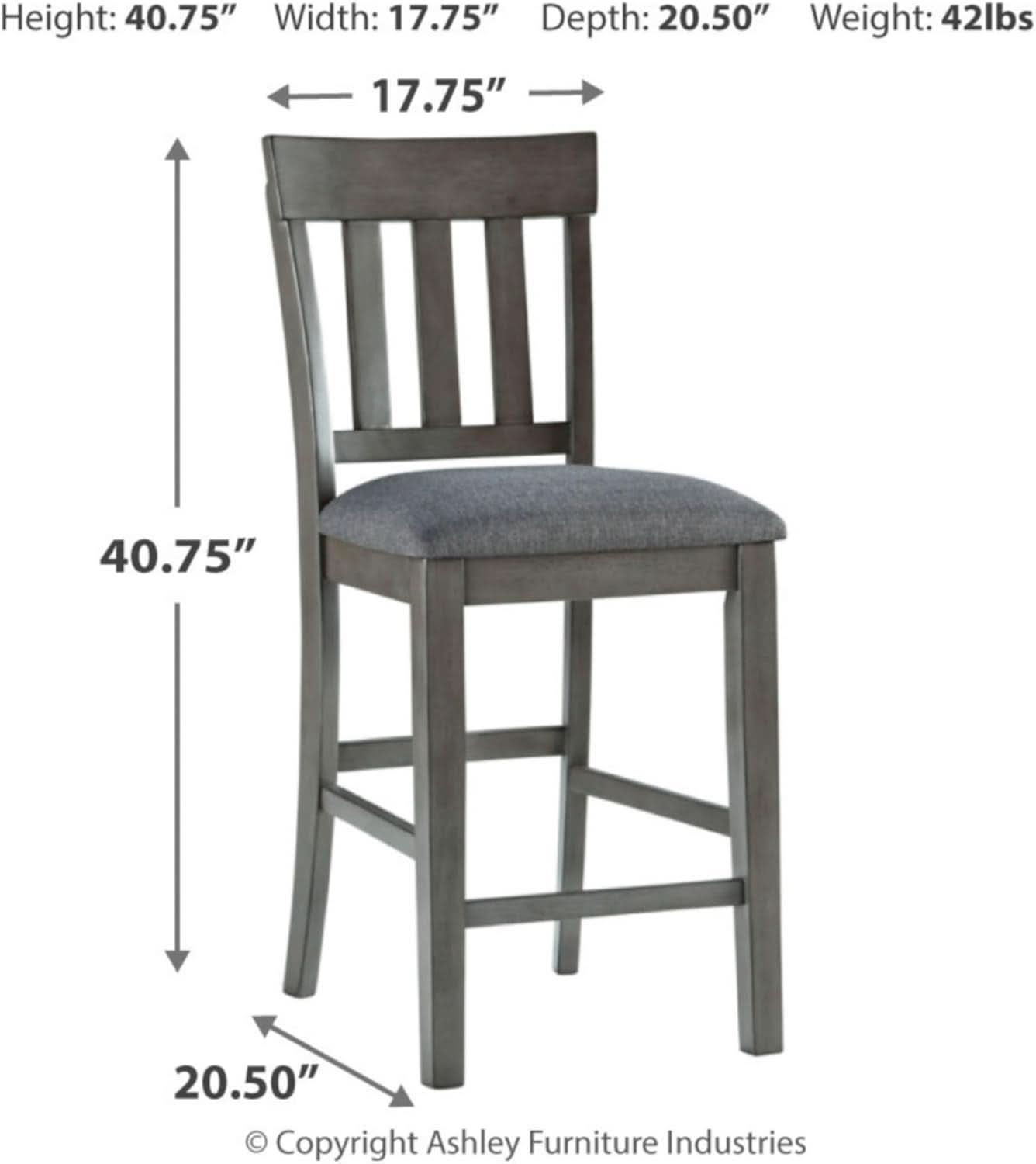 Counter Height Bar Stool Pair Dark Gray 25.75in Upholstered