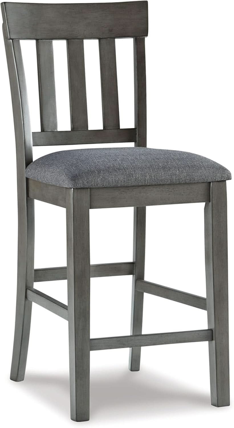 Counter Height Bar Stool Pair Dark Gray 25.75in Upholstered