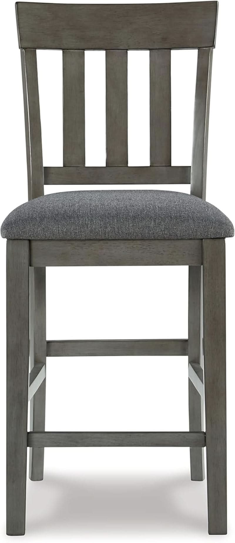 Counter Height Bar Stool Pair Dark Gray 25.75in Upholstered