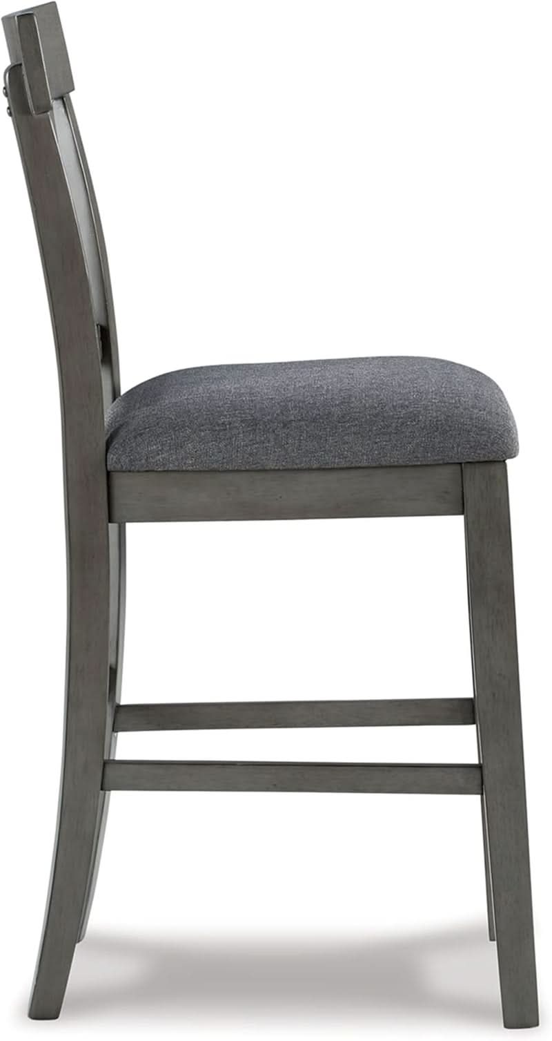 Counter Height Bar Stool Pair Dark Gray 25.75in Upholstered