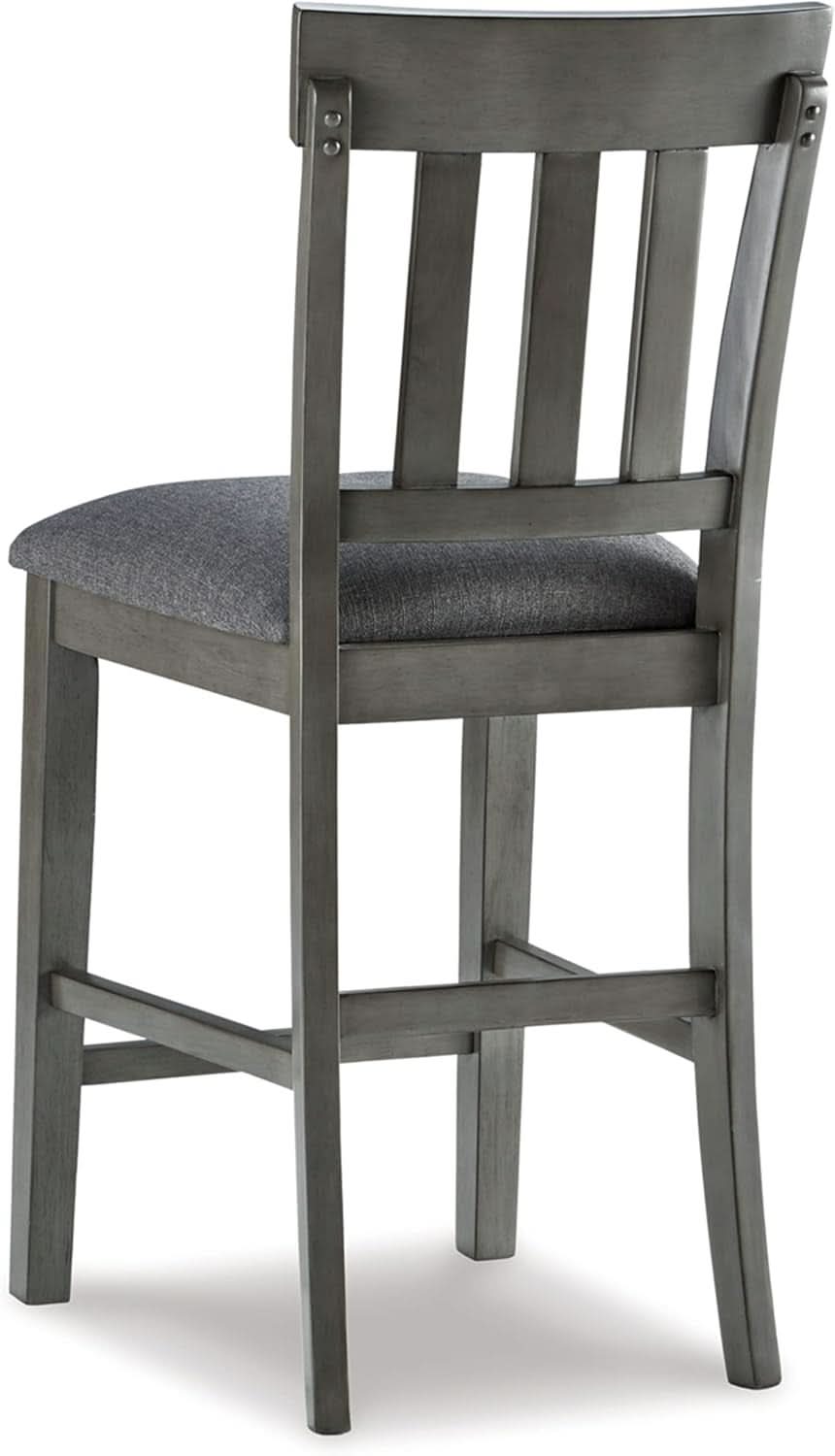 Counter Height Bar Stool Pair Dark Gray 25.75in Upholstered