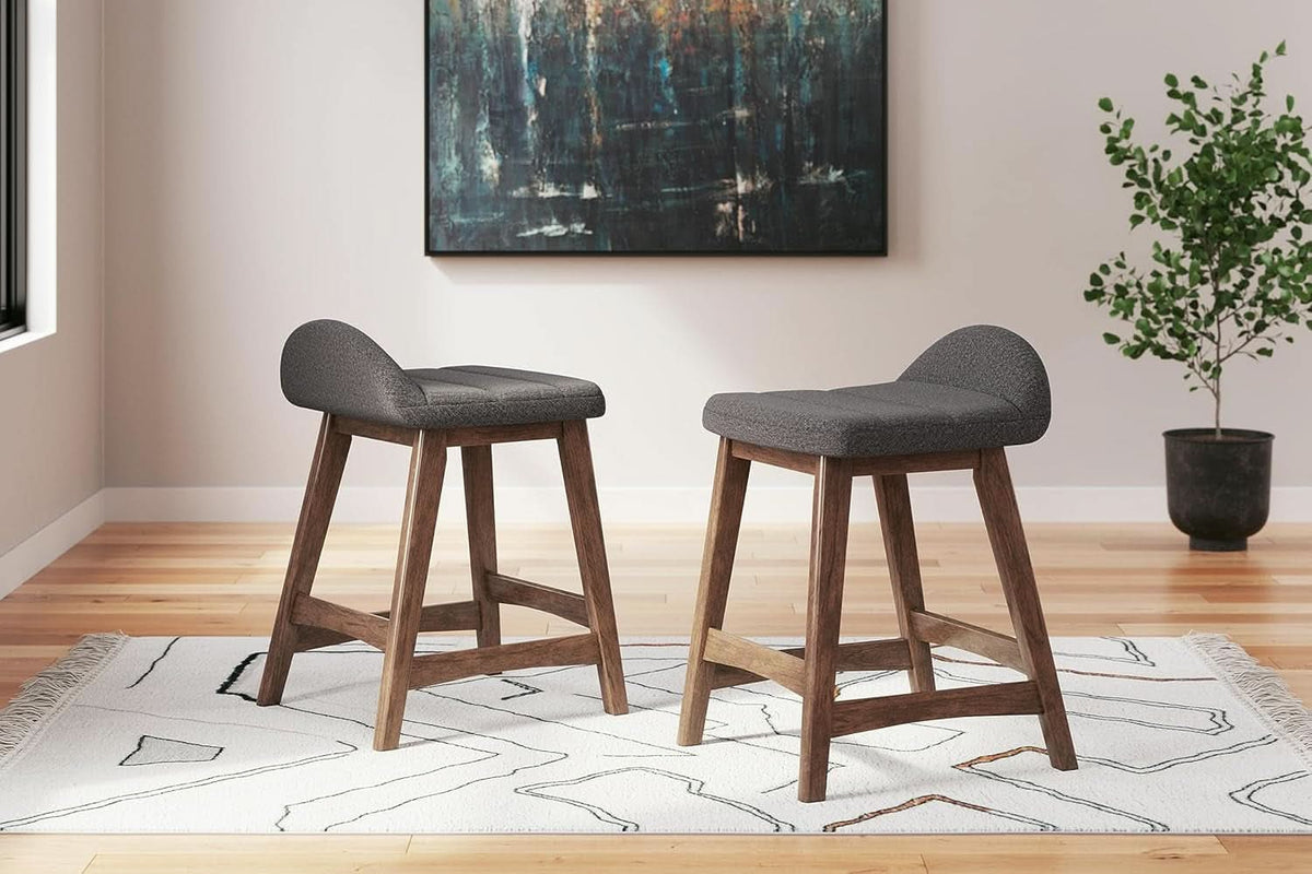 Counter Height Bar Stool Set Of 2 28.5 Inch Charcoal Brown