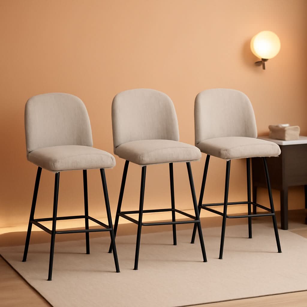 Counter Height Bar Stools 26 Inch 360 Swivel Grey Set of 3