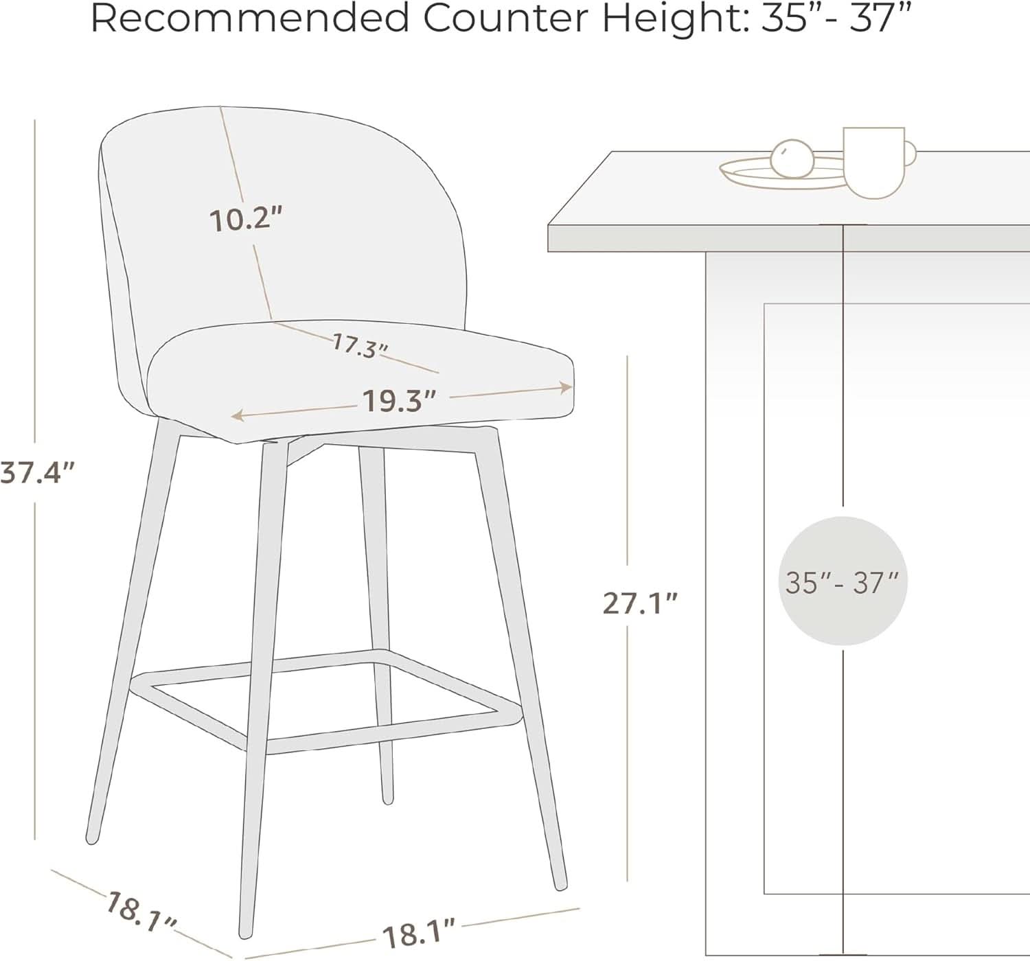 Counter Height Bar Stools 3 Saddle Brown 360 Degree Swivel